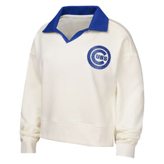 MLB Chicago Cubs Girls Youth Ballpark Hit Collared V-Neck Pullover Sweatshirt