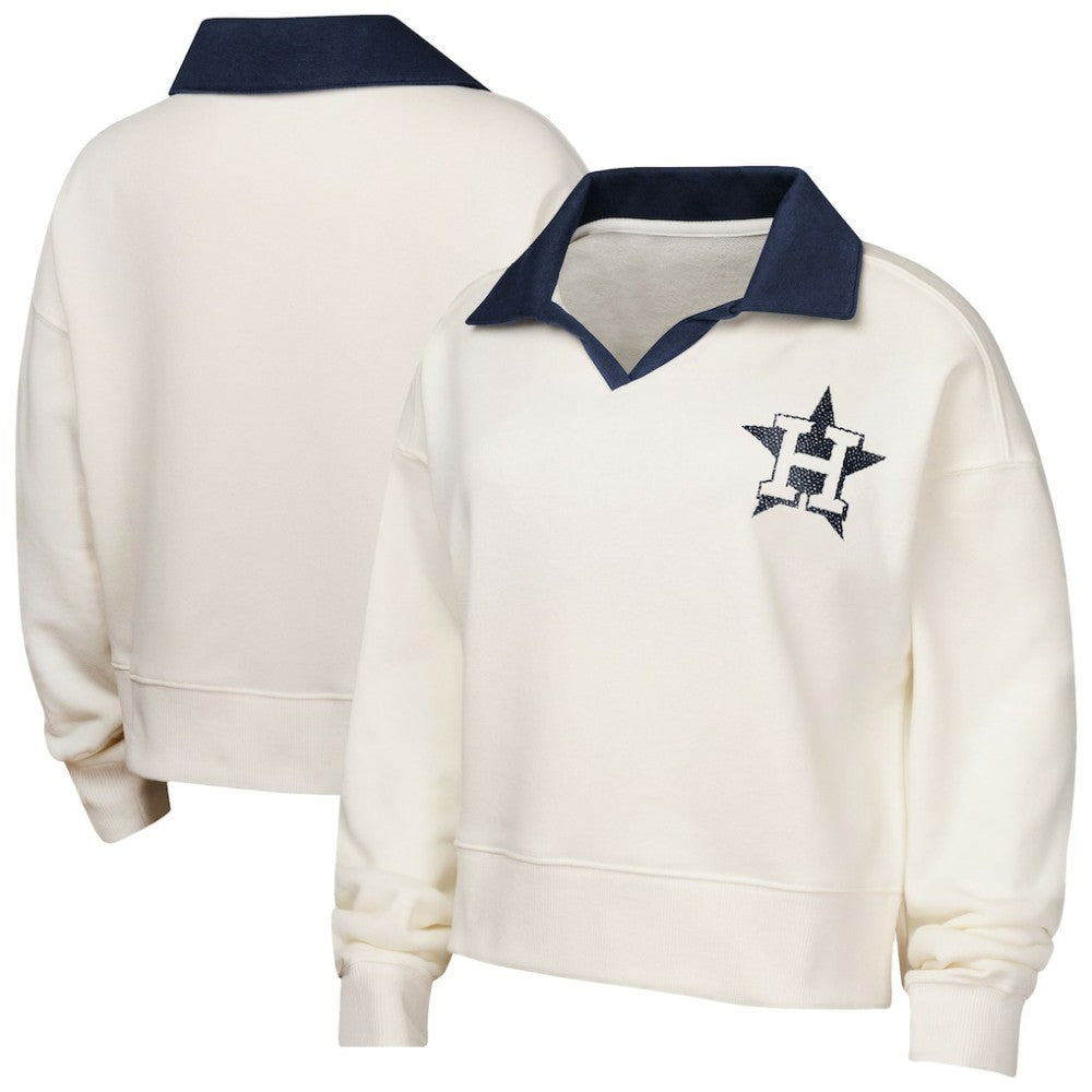 MLB Houston Astros Girls Youth Ballpark Hit Collared V-Neck Pullover Sweatshirt