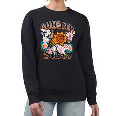 NBA Phoenix Suns G-III 4Her by Carl Banks Women's Flowers Team Logo Graphic Fleece Crewneck Pullover Sweatshirt
