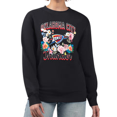 NBA Oklahoma City Thunder G-III 4Her by Carl Banks Women's Flowers Team Logo Graphic Fleece Crewneck Pullover Sweatshirt