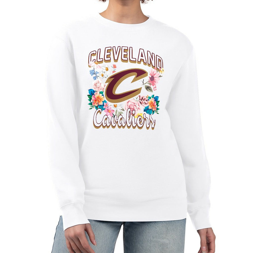 NBA Cleveland Cavaliers G-III 4Her by Carl Banks Women's Flowers Team Logo Graphic Fleece Crewneck Pullover Sweatshirt sale