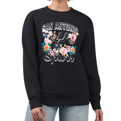 NBA San Antonio Spurs G-III 4Her by Carl Banks Women's Flowers Team Logo Graphic Fleece Crewneck Pullover Sweatshirt