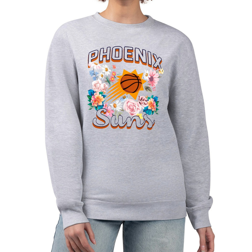 NBA Phoenix Suns G-III 4Her by Carl Banks Women's Flowers Team Logo Graphic Fleece Crewneck Pullover Sweatshirt