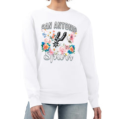 NBA San Antonio Spurs G-III 4Her by Carl Banks Women's Flowers Team Logo Graphic Fleece Crewneck Pullover Sweatshirt
