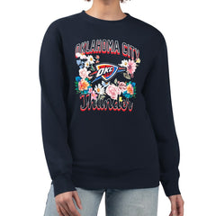 NBA Oklahoma City Thunder G-III 4Her by Carl Banks Women's Flowers Team Logo Graphic Fleece Crewneck Pullover Sweatshirt