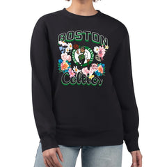 NBA Boston Celtics G-III 4Her by Carl Banks Women's Flowers Team Logo Graphic Fleece Crewneck Pullover Sweatshirt