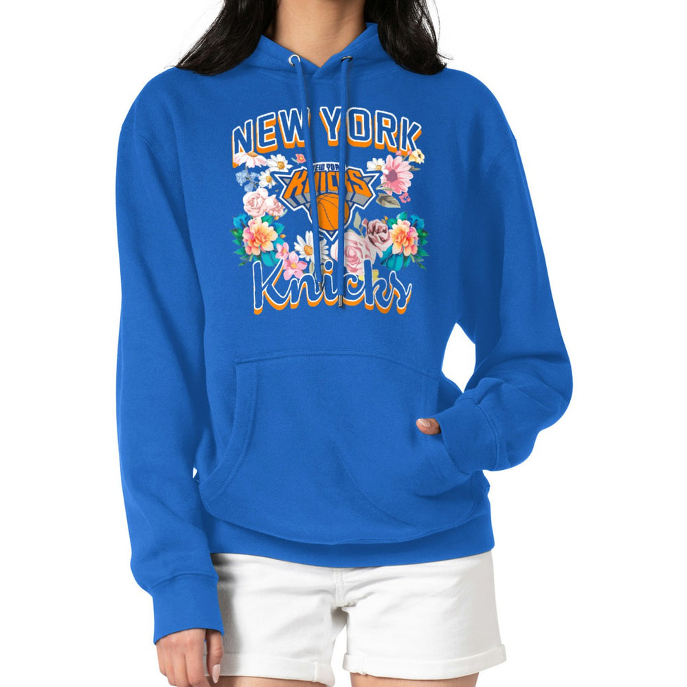 NBA New York Knicks G-III 4Her by Carl Banks Women's Flowers Team Logo Graphic Fleece Pullover Hoodie