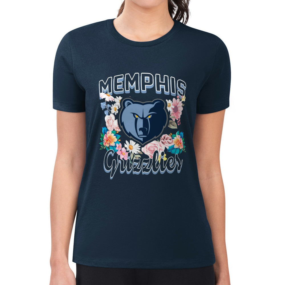 NBA Memphis Grizzlies G-III 4Her by Carl Banks Women's Super-Slim Fit Lightweight Flowers Team Logo Graphic T-Shirt