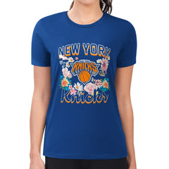 NBA New York Knicks G-III 4Her by Carl Banks Women's Super-Slim Fit Lightweight Flowers Team Logo Graphic T-Shirt