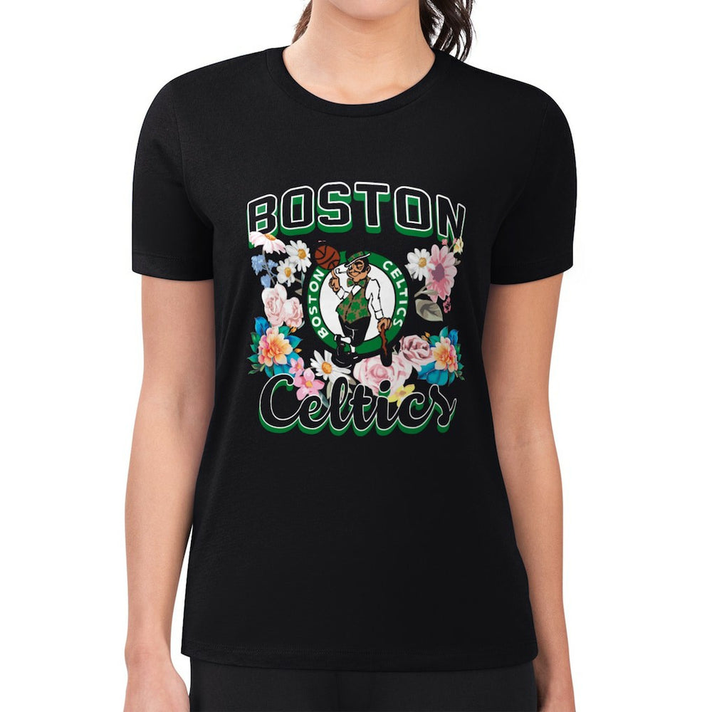 NBA Boston Celtics G-III 4Her by Carl Banks Women's Super-Slim Fit Lightweight Flowers Team Logo Graphic T-Shirt