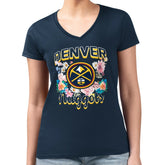 NBA Denver Nuggets G-III 4Her by Carl Banks Women's Super-Slim Fit Lightweight Flowers Team Logo Graphic V-Neck T-Shirt sale
