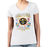 NBA Denver Nuggets G-III 4Her by Carl Banks Women's Super-Slim Fit Lightweight Flowers Team Logo Graphic V-Neck T-Shirt sale