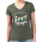 NBA Boston Celtics G-III 4Her by Carl Banks Women's Super-Slim Fit Lightweight Flowers Team Logo Graphic V-Neck T-Shirt