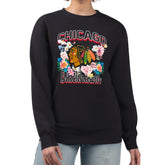 NHL Black Chicago Blackhawks G-III 4Her by Carl Banks Women's Flower Logo Pullover Sweatshirt
