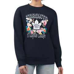 NHL Navy Toronto Maple Leafs G-III 4Her by Carl Banks Women's Flower Logo Pullover Sweatshirt