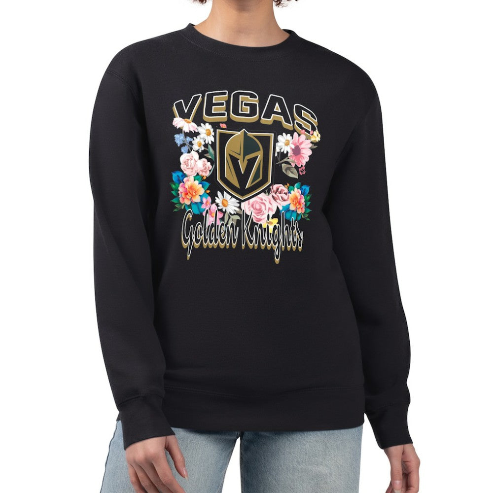 NHL Black Vegas Golden Knights G-III 4Her by Carl Banks Women's Flower Logo Pullover Sweatshirt