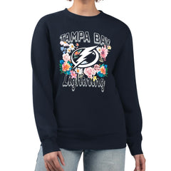 NHL Navy Tampa Bay Lightning G-III 4Her by Carl Banks Women's Flower Logo Pullover Sweatshirt