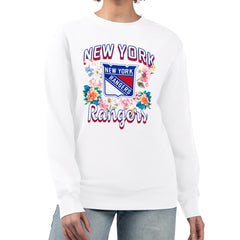 NHL White New York Rangers G-III 4Her by Carl Banks Women's Flower Logo Pullover Sweatshirt