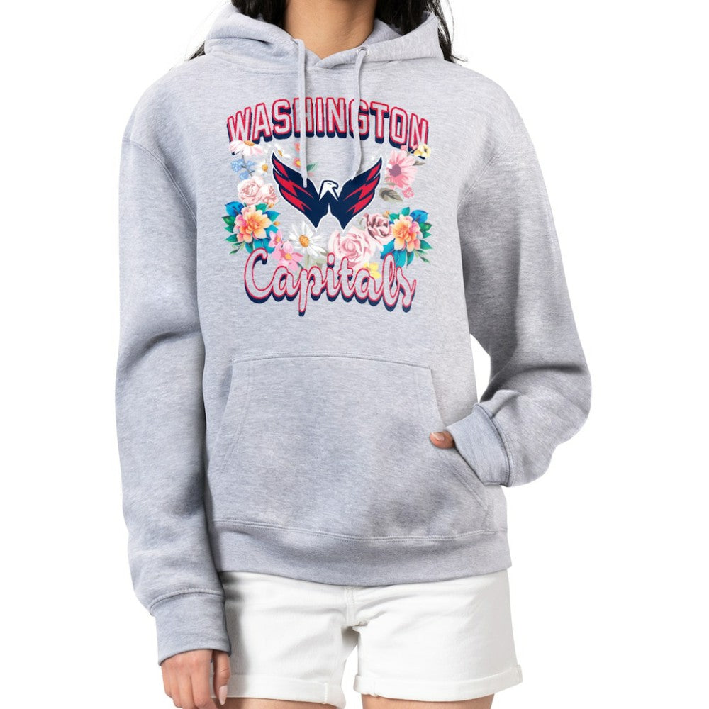 NHL Heather Gray Washington Capitals G-III 4Her by Carl Banks Women's Flower Logo Pullover Hoodie