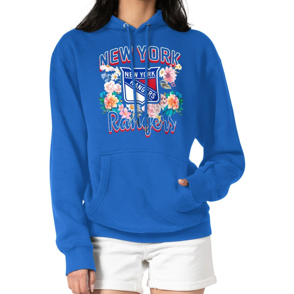 NHL Blue New York Rangers G-III 4Her by Carl Banks Women's Flower Logo Pullover Hoodie