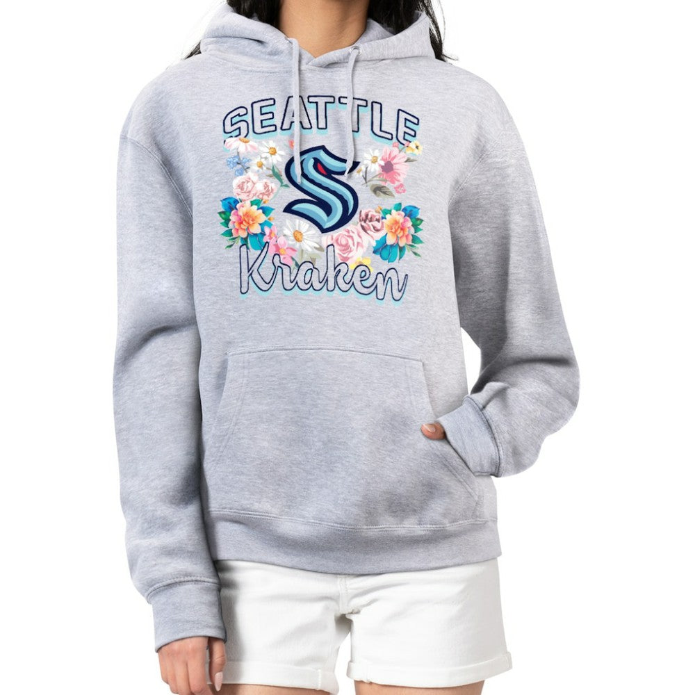NHL Heather Gray Seattle Kraken G-III 4Her by Carl Banks Women's Flower Logo Pullover Hoodie