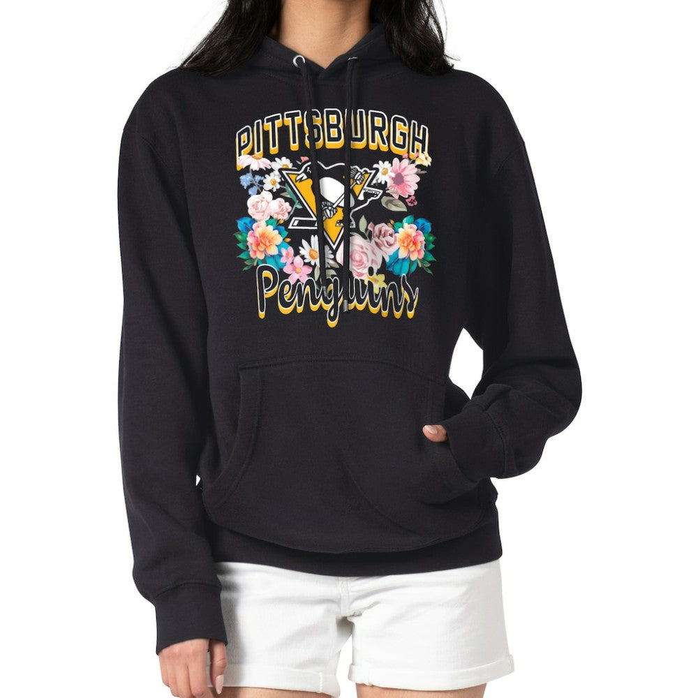 NHL Black Pittsburgh Penguins G-III 4Her by Carl Banks Women's Flower Logo Pullover Hoodie