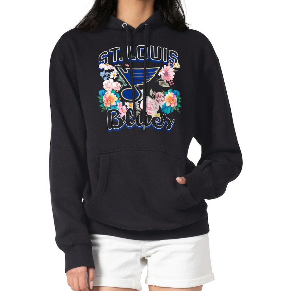 NHL Black St. Louis Blues G-III 4Her by Carl Banks Women's Flower Logo Pullover Hoodie
