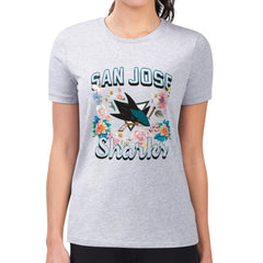 NHL Heather Gray San Jose Sharks G-III 4Her by Carl Banks Women's Super-Slim Fit Lightweight Flower Logo T-Shirt