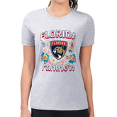 NHL Heather Gray Florida Panthers G-III 4Her by Carl Banks Women's Super-Slim Fit Lightweight Flower Logo T-Shirt