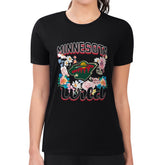 NHL Black Minnesota Wild G-III 4Her by Carl Banks Women's Super-Slim Fit Lightweight Flower Logo T-Shirt