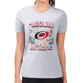 NHL Heather Gray Carolina Hurricanes G-III 4Her by Carl Banks Women's Super-Slim Fit Lightweight Flower Logo T-Shirt