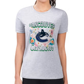 NHL Heather Gray Vancouver Canucks G-III 4Her by Carl Banks Women's Super-Slim Fit Lightweight Flower Logo T-Shirt