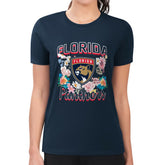 NHL Navy Florida Panthers G-III 4Her by Carl Banks Women's Super-Slim Fit Lightweight Flower Logo T-Shirt