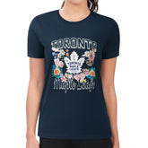 NHL Navy Toronto Maple Leafs G-III 4Her by Carl Banks Women's Super-Slim Fit Lightweight Flower Logo T-Shirt