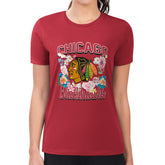 NHL Red Chicago Blackhawks G-III 4Her by Carl Banks Women's Super-Slim Fit Lightweight Flower Logo T-Shirt