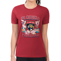 NHL Red Florida Panthers G-III 4Her by Carl Banks Women's Super-Slim Fit Lightweight Flower Logo T-Shirt
