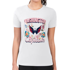 NHL White Washington Capitals G-III 4Her by Carl Banks Women's Super-Slim Fit Lightweight Flower Logo T-Shirt