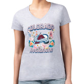 NHL Heather Gray Colorado Avalanche G-III 4Her by Carl Banks Women's Super-Slim Fit Lightweight Flower Logo V-Neck T-Shirt