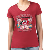 NHL Red Carolina Hurricanes G-III 4Her by Carl Banks Women's Super-Slim Fit Lightweight Flower Logo V-Neck T-Shirt