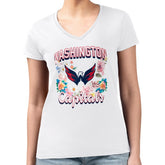 NHL White Washington Capitals G-III 4Her by Carl Banks Women's Super-Slim Fit Lightweight Flower Logo V-Neck T-Shirt