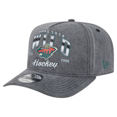 NHL Charcoal Minnesota Wild New Era Throwback Washed A-Frame Pre-Curved 9FIFTY Snapback Hat