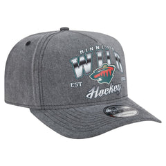 NHL Charcoal Minnesota Wild New Era Throwback Washed A-Frame Pre-Curved 9FIFTY Snapback Hat