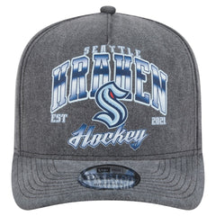 NHL Charcoal Seattle Kraken New Era Throwback Washed A-Frame Pre-Curved 9FIFTY Snapback Hat