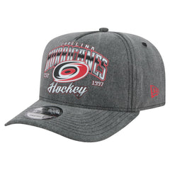 NHL Charcoal Carolina Hurricanes New Era Throwback Washed A-Frame Pre-Curved 9FIFTY Snapback Hat