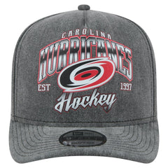 NHL Charcoal Carolina Hurricanes New Era Throwback Washed A-Frame Pre-Curved 9FIFTY Snapback Hat