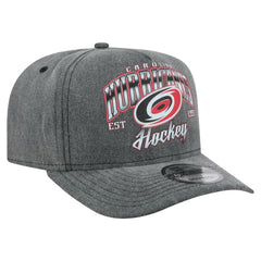 NHL Charcoal Carolina Hurricanes New Era Throwback Washed A-Frame Pre-Curved 9FIFTY Snapback Hat