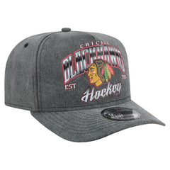NHL Charcoal Chicago Blackhawks New Era Throwback Washed A-Frame Pre-Curved 9FIFTY Snapback Hat