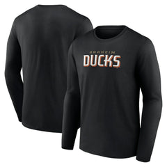 NHL Black Anaheim Ducks Fanatics Wordmark Logo Long Sleeve T-Shirt