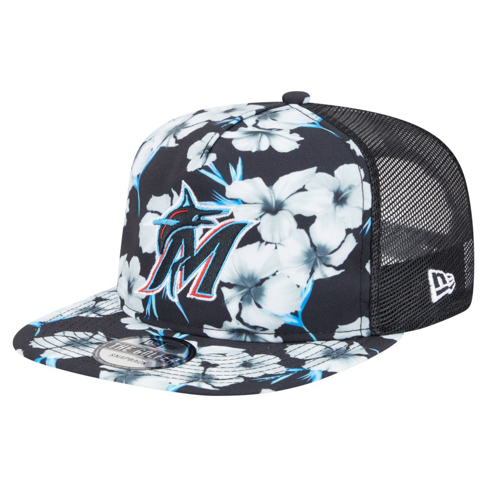 MLB Miami Marlins New Era Adventure Pattern Golfer Trucker Snapback Hat