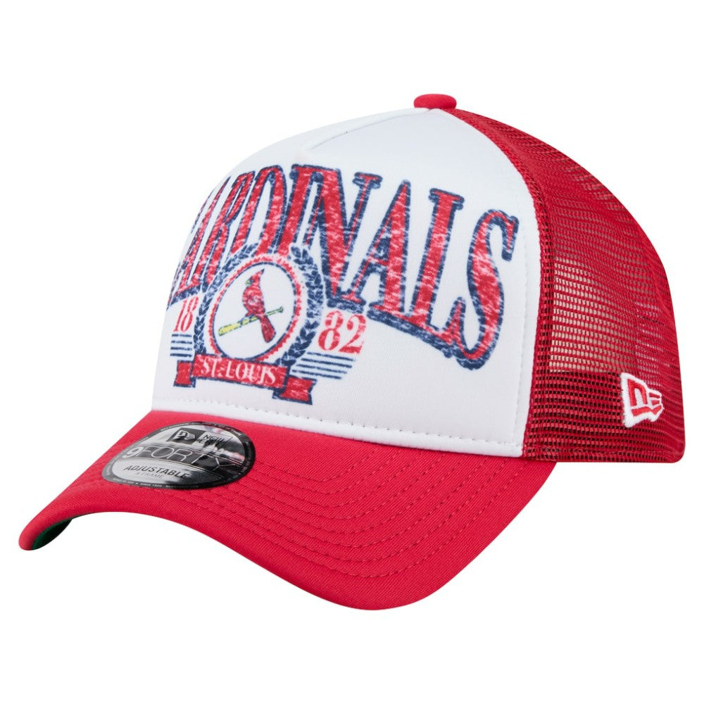 MLB St. Louis Cardinals New Era Distressed 9FORTY A-Frame Adjustable Trucker Hat